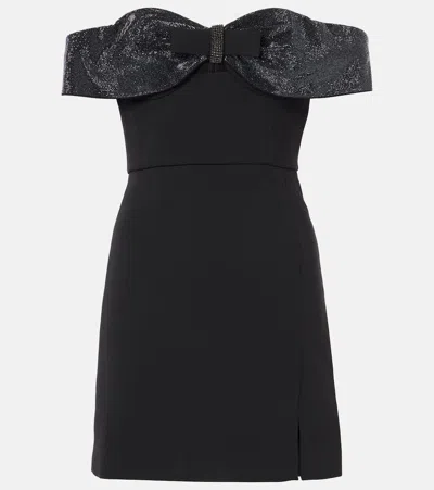 Self-portrait Womens Black Bow Embellished Crepe Mini Dress