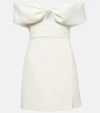 Self-portrait Womens White Bow-embellished Split-hem Crepe Midi Dress In White