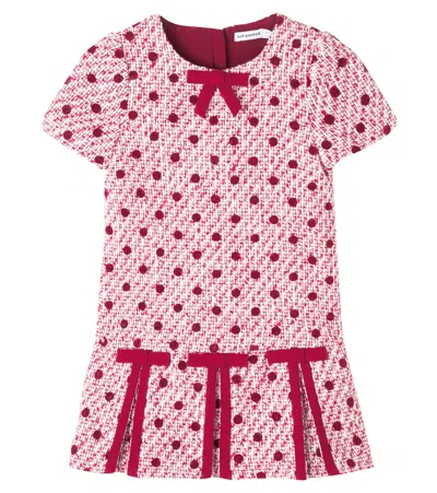 SELF-PORTRAIT BOW-DETAIL POLKA-DOT BOUCLÉ DRESS