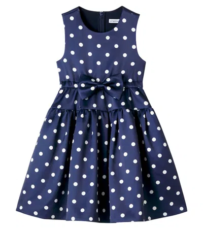 Self-portrait Kids' Bow-detail Polka-dot Taffeta Dress