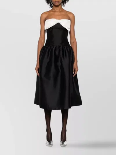 SELF-PORTRAIT BOW DETAIL STRAPLESS MIDI DRESS
