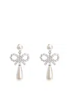 Self-portrait Bow Drop Earrings In Metallic