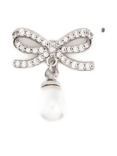 Self-portrait Bow Drop Earrings In Silver