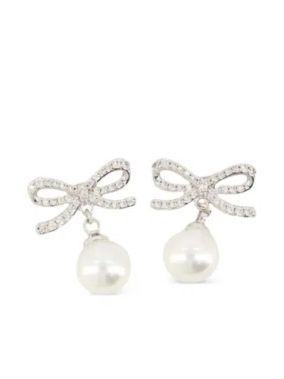 Self-portrait Bow-detail Earrings In Metallic