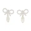 Self-portrait Bow Droplet Earrings In White