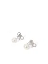 Self-portrait Crystal Bow Pearl Earrings In White