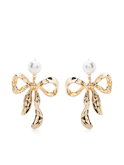 Self-portrait Bow Earrings In Gold