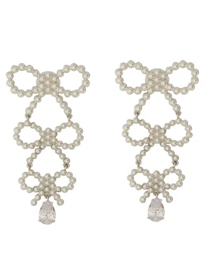 Self-portrait Bow Earrings In Silver