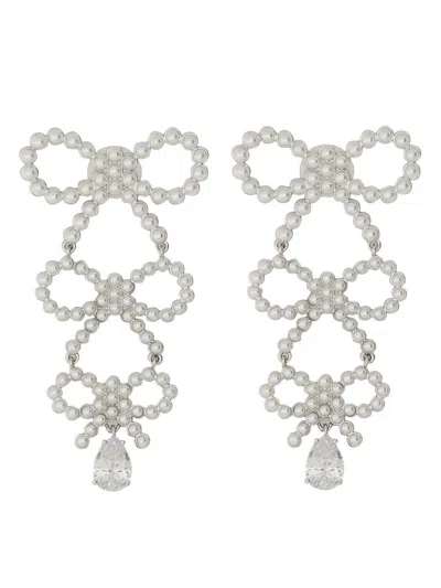Self-portrait Bow Earrings In White