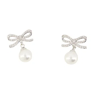 Self-portrait Bow Earrings In Silver