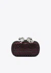 Self-portrait Bow Embellished Clutch In Burgundy