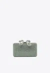Self-portrait Bow Embellished Clutch In Green