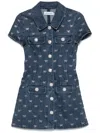 Self-portrait Bow-embellished Denim Mini Dress In Blue