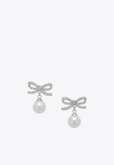 Self-portrait Bow-embellished Earrings In Silver