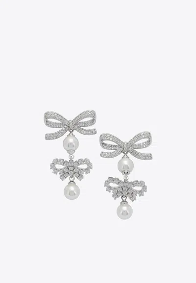 Self-portrait Bow-embellished Earrings In Burgundy