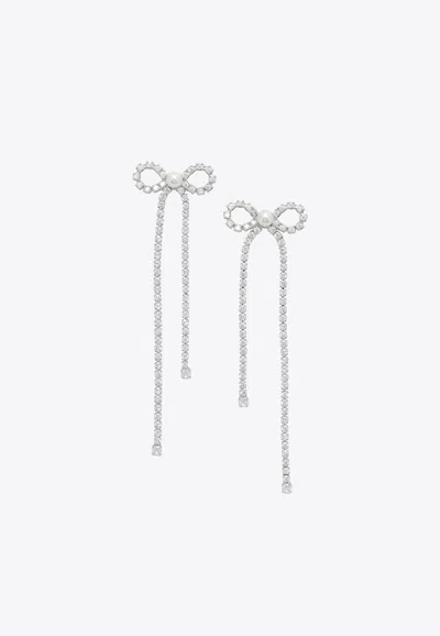 Self-portrait Bow-embellished Earrings In Burgundy