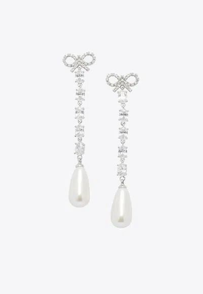 Self-portrait Bow-embellished Earrings In Brown