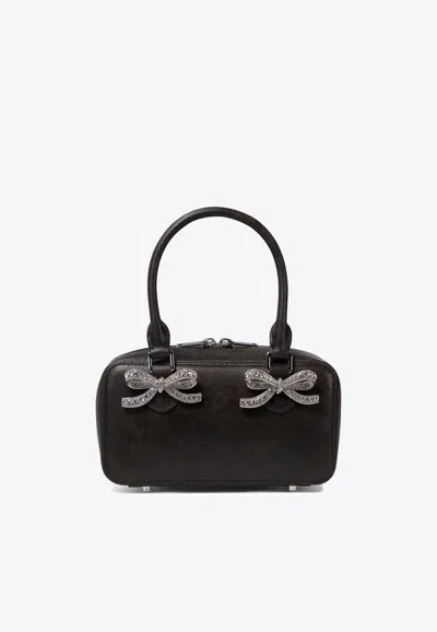 Self-portrait Bow Embellished Handbag In Black