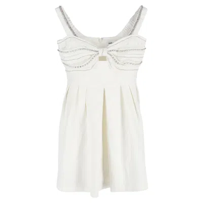 Self-portrait Bow Embellished Mini Dress In White Polyester