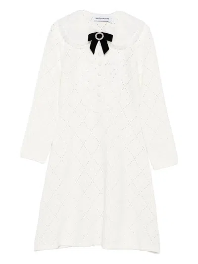 Self-portrait Intricate Openwork Mini Dress In White
