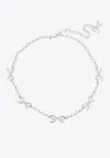 Self-portrait Silver Colored Necklace With Bows And Crystal Embellishments In Copper Woman In Silver