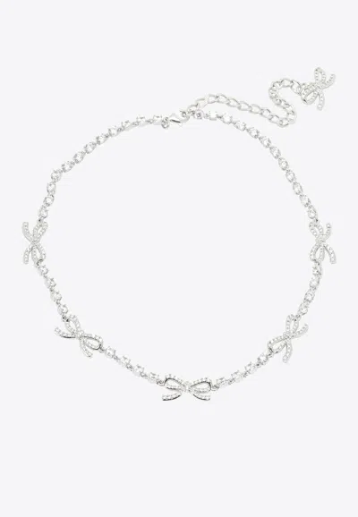 Self-portrait Bow-embellished Necklace In Silver