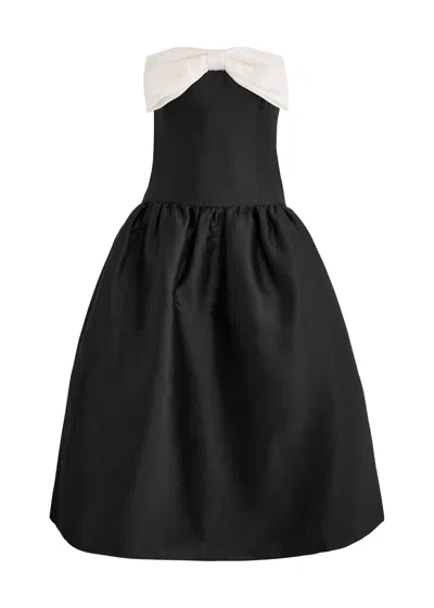 SELF-PORTRAIT SELF-PORTRAIT BOW-EMBELLISHED TAFFETA MIDI DRESS