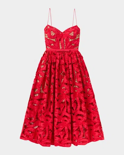 Self-portrait Bow Embroidered Midi Dress