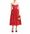 Self-portrait Embroidered Midi Dress With Bow In Red