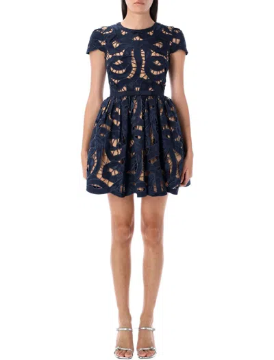 SELF-PORTRAIT SELF-PORTRAIT BOW EMBROIDERED MINI DRESS