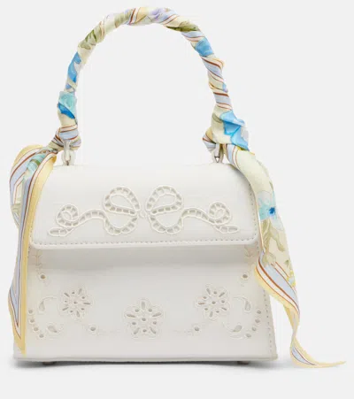Self-portrait Bow Embroidered Top-handle Bag In White