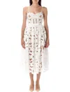 Self-portrait Bow Embroidered Midi Dress In Neutral