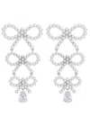 Self-portrait Tiered Pearl Bow Earrings In Silver