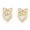 Self-portrait Bow Crystal Heart Earrings In Gold