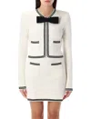 Self-portrait Beige Cardigan With Bow Detail On The Front And Contrasting Trims In Cotton Blend Woman In Cream