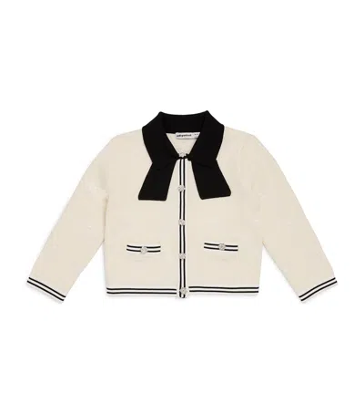 Self-portrait Kids' Bow-jacquard Cardigan In White