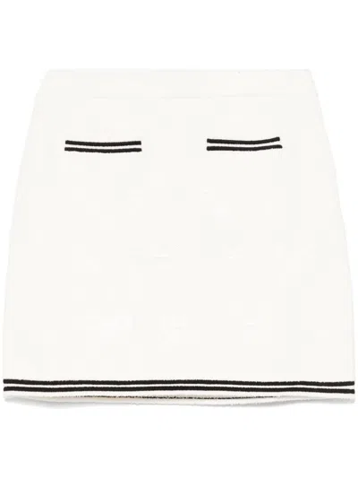 Self-portrait Bow-jacquard Mini Skirt In Beige