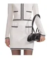 Self-portrait Self Portrait Women Ivory Bow Jacquard Knit Mini Skirt In White