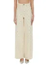 Self-portrait Self Portrait Women Cream Denim Diamante Bow Jeans In Neutrals