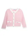 Self-portrait Bow Knit Cardigan In Pink