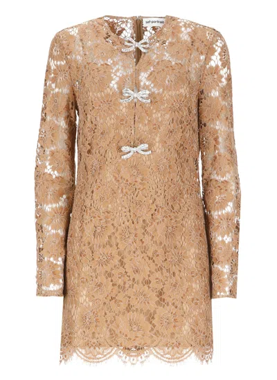 SELF-PORTRAIT BOW LACE MINI DRESS