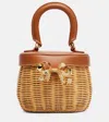Self-portrait Bow Leather-trimmed Rattan Basket Bag