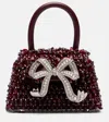 Self-portrait Bow Micro Beaded Leather Tote Bag