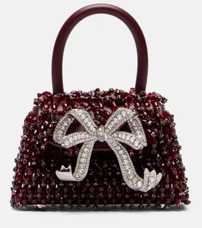 Self-portrait Bow Micro Beaded Leather Tote Bag