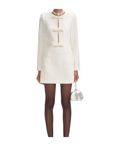 Self-portrait Bow Mini Dress In White