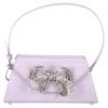 Self-portrait Bow Mini Shoulder Bag In Pastel Purple Leather