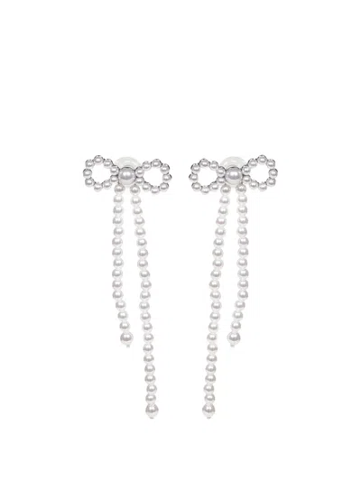 Self-portrait Bow-motif Earrings In Metallic