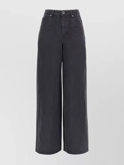 SELF-PORTRAIT BOW MOTIF EMBROIDERED DETAIL JEANS