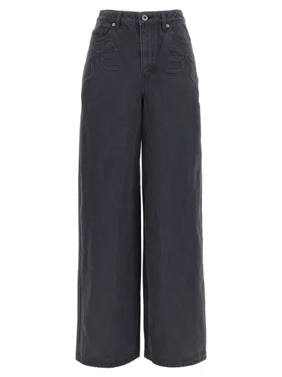 Self-portrait 'bow Motif' Jeans In Black