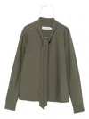 Self-portrait Bow-neck Long-sleeve Blouse In Green